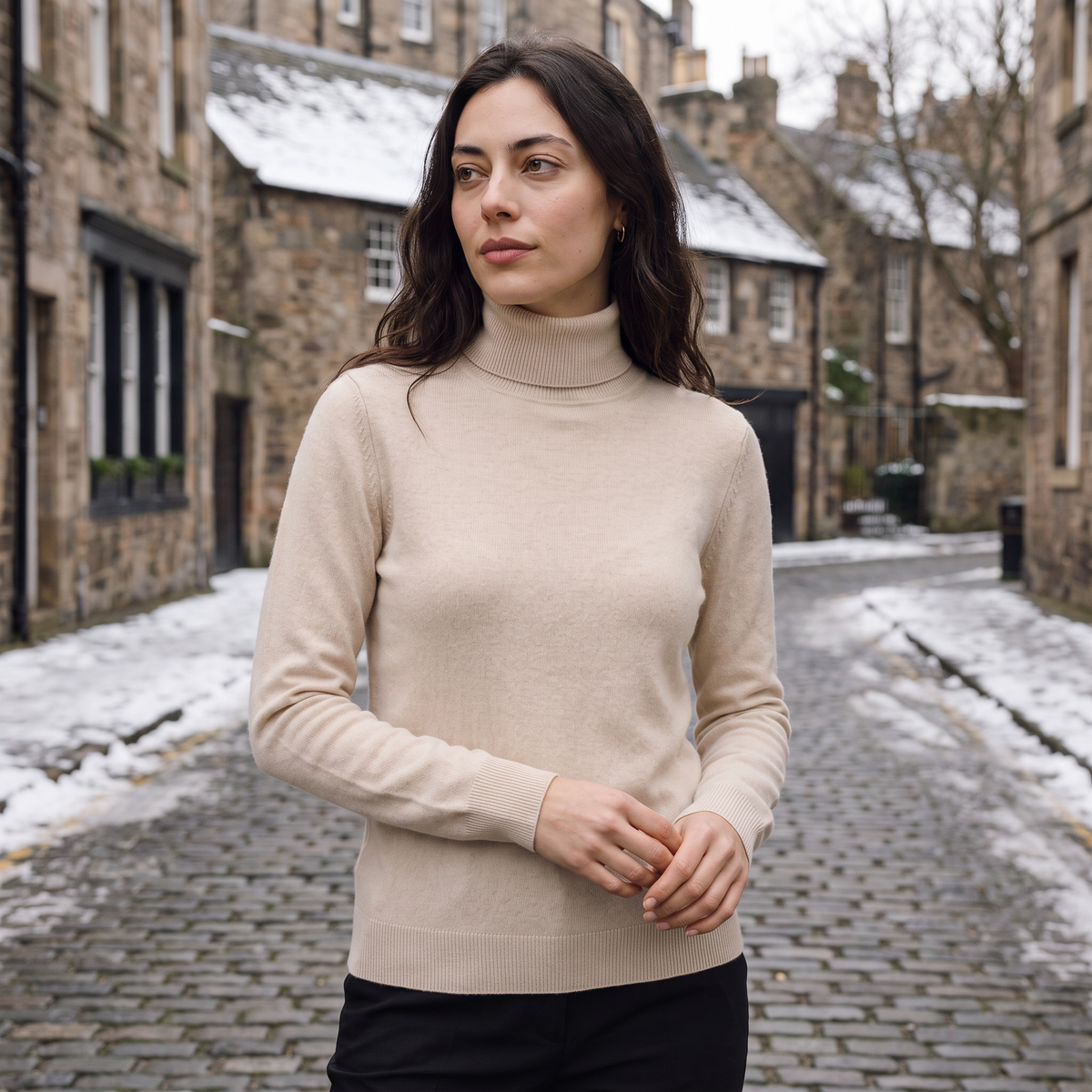 Fine-Knit Turtleneck Sweater