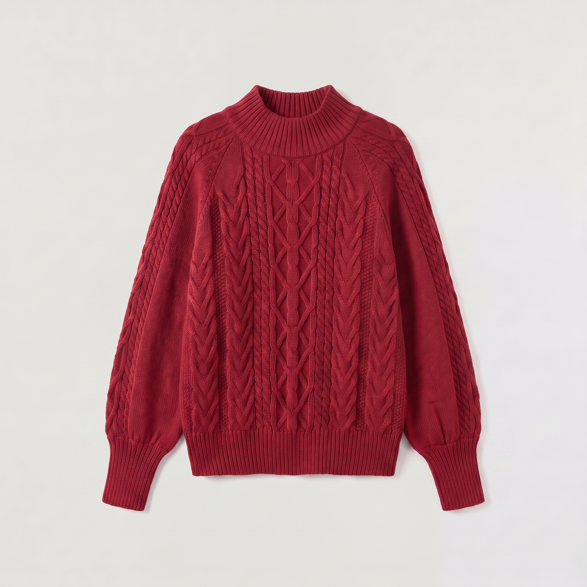 Cable Knit Mock Neck Sweater