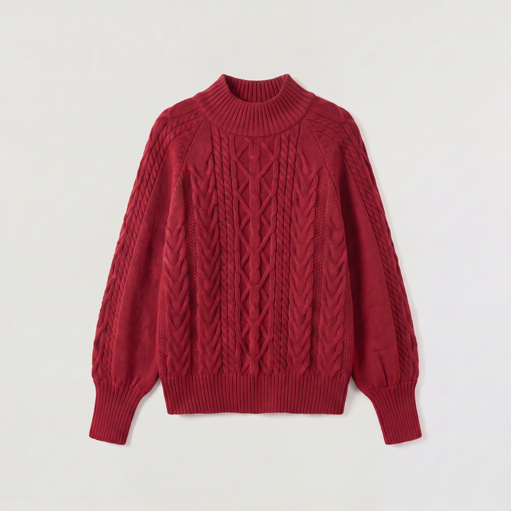 Cable Knit Mock Neck Sweater