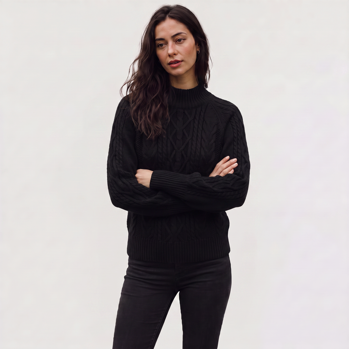 Cable Knit Mock Neck Sweater