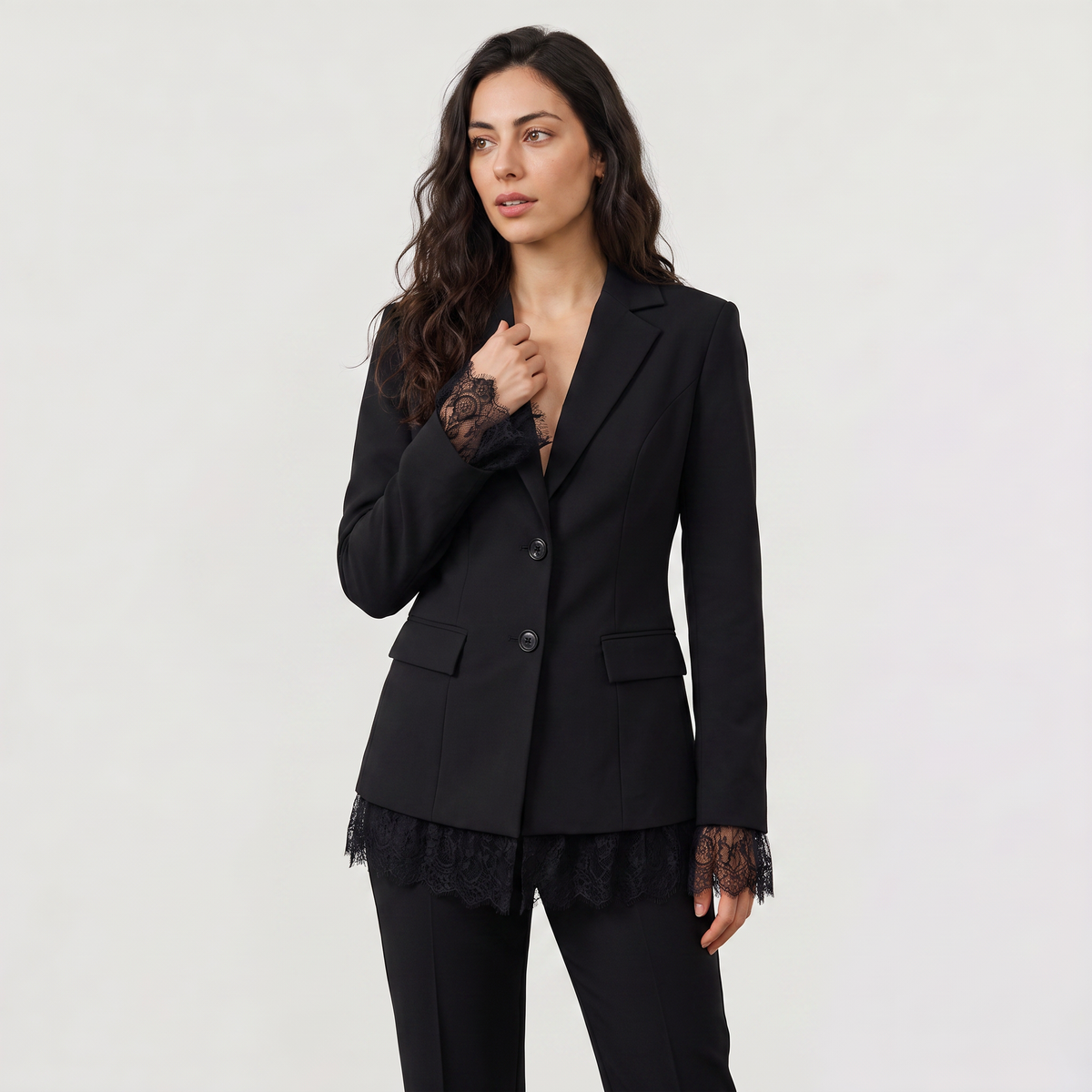 Lace Single-Breasted Blazer