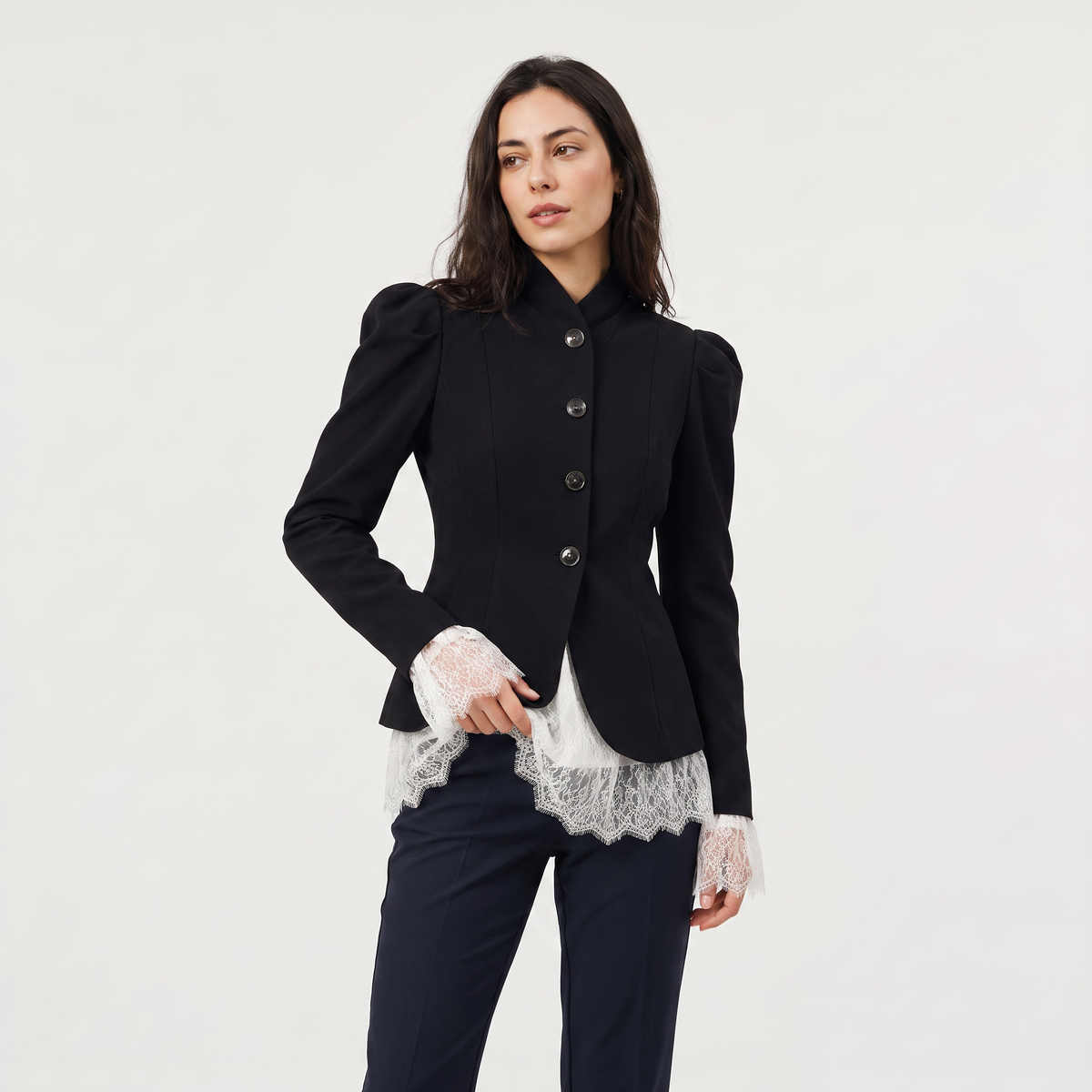 Lace Single-Breasted Blazer