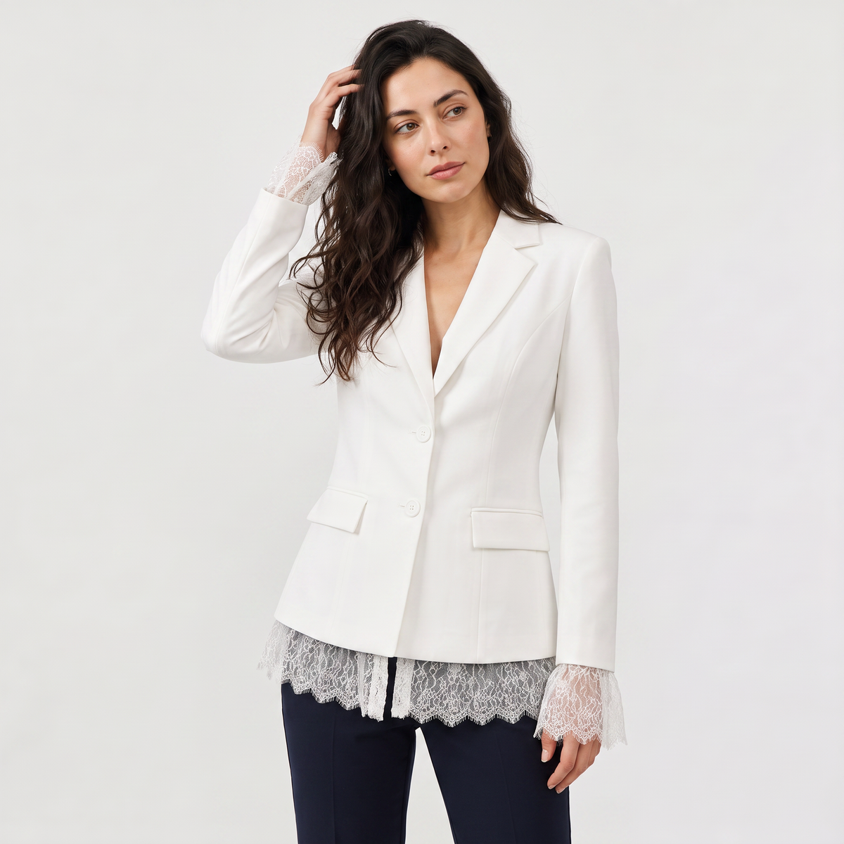 Lace Single-Breasted Blazer