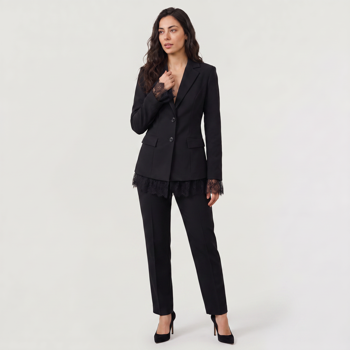 Lace Single-Breasted Blazer