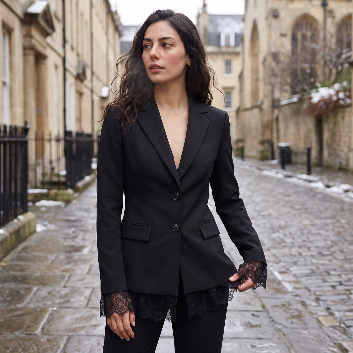 Lace Single-Breasted Blazer