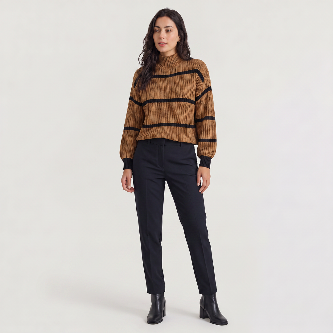 Striped Mock Neck Sweater