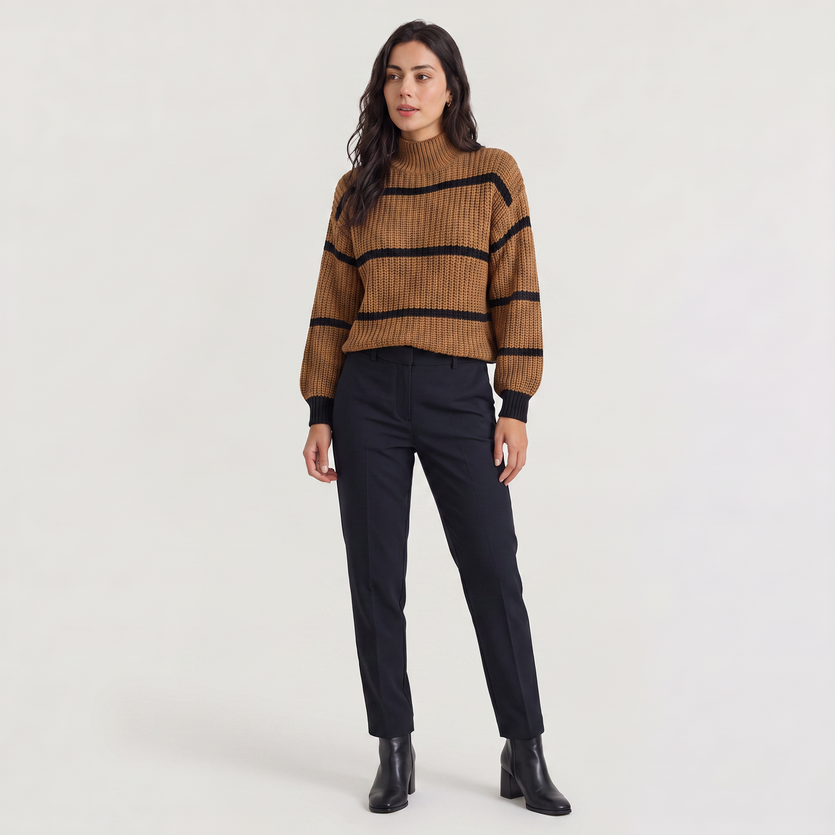 Striped Mock Neck Sweater