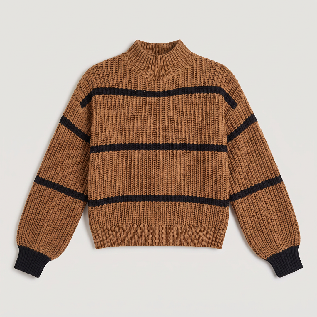Striped Mock Neck Sweater