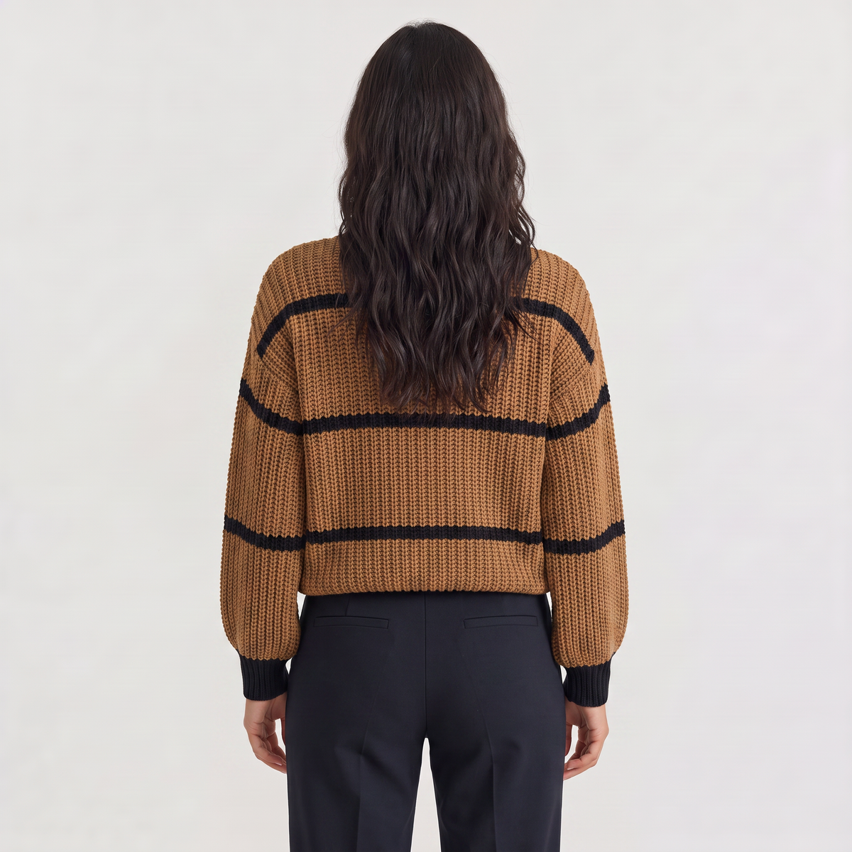 Striped Mock Neck Sweater