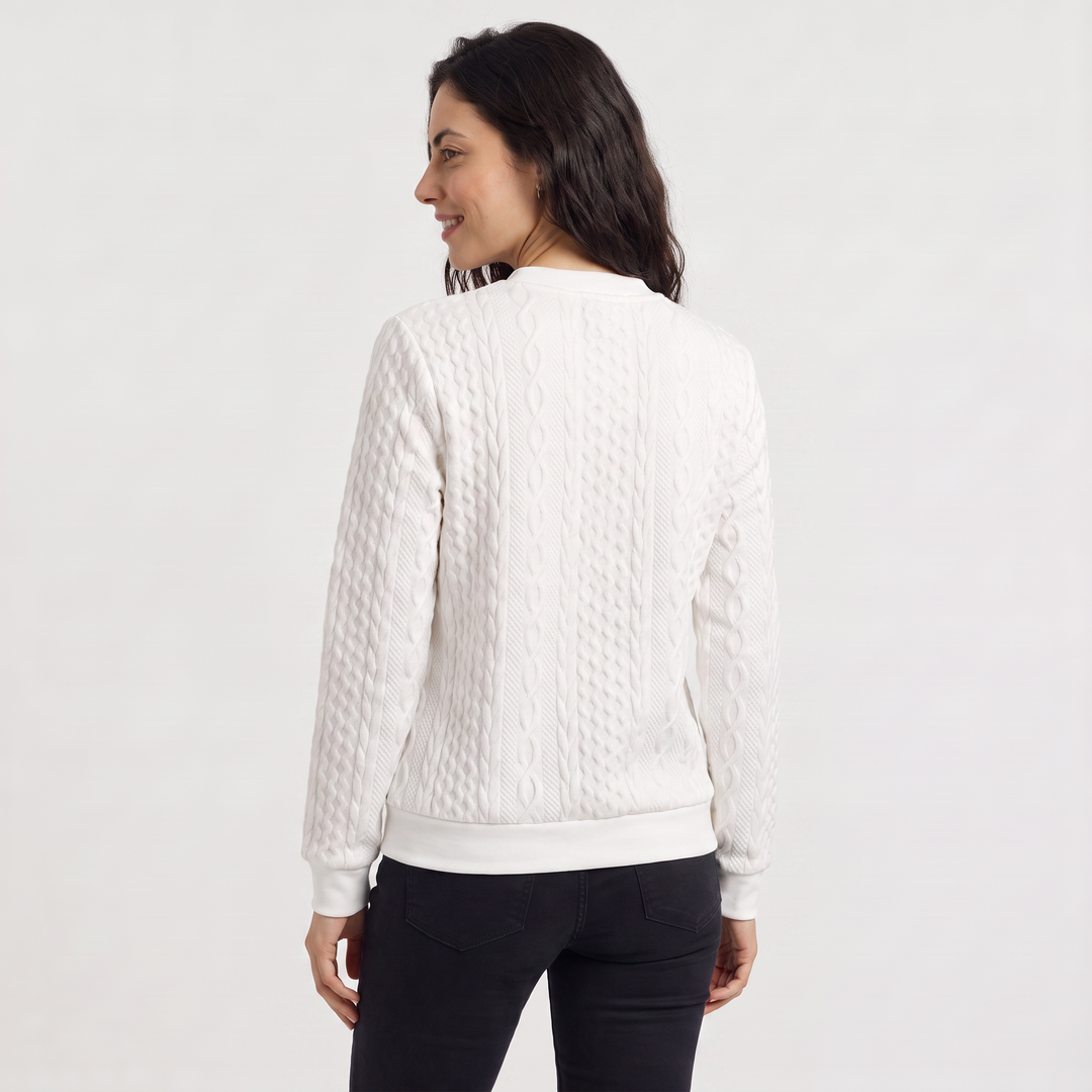 Casual Cable Knit Zip-Neck Sweater
