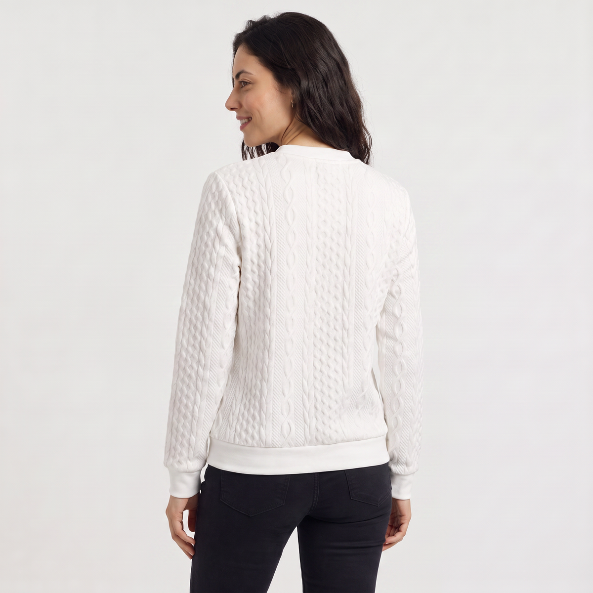 Casual Cable Knit Zip-Neck Sweater