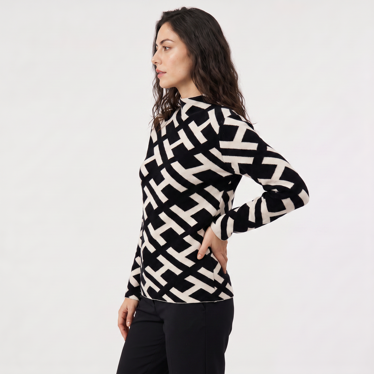 Velvet Knit Turtleneck Sweater