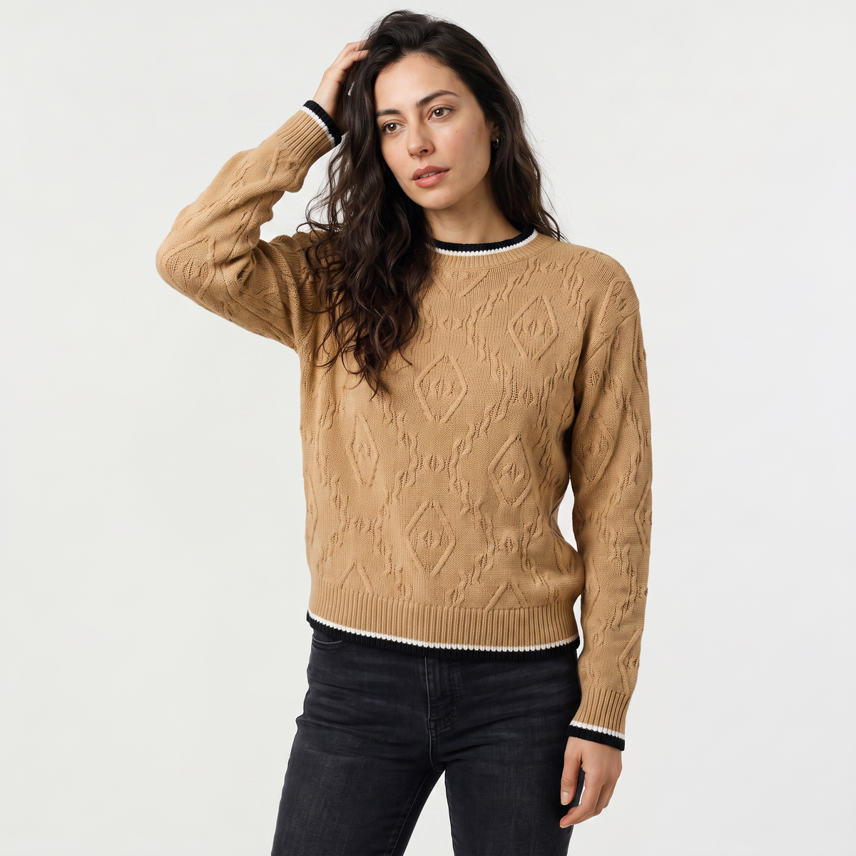 Casual Striped Contrast Knit Sweater