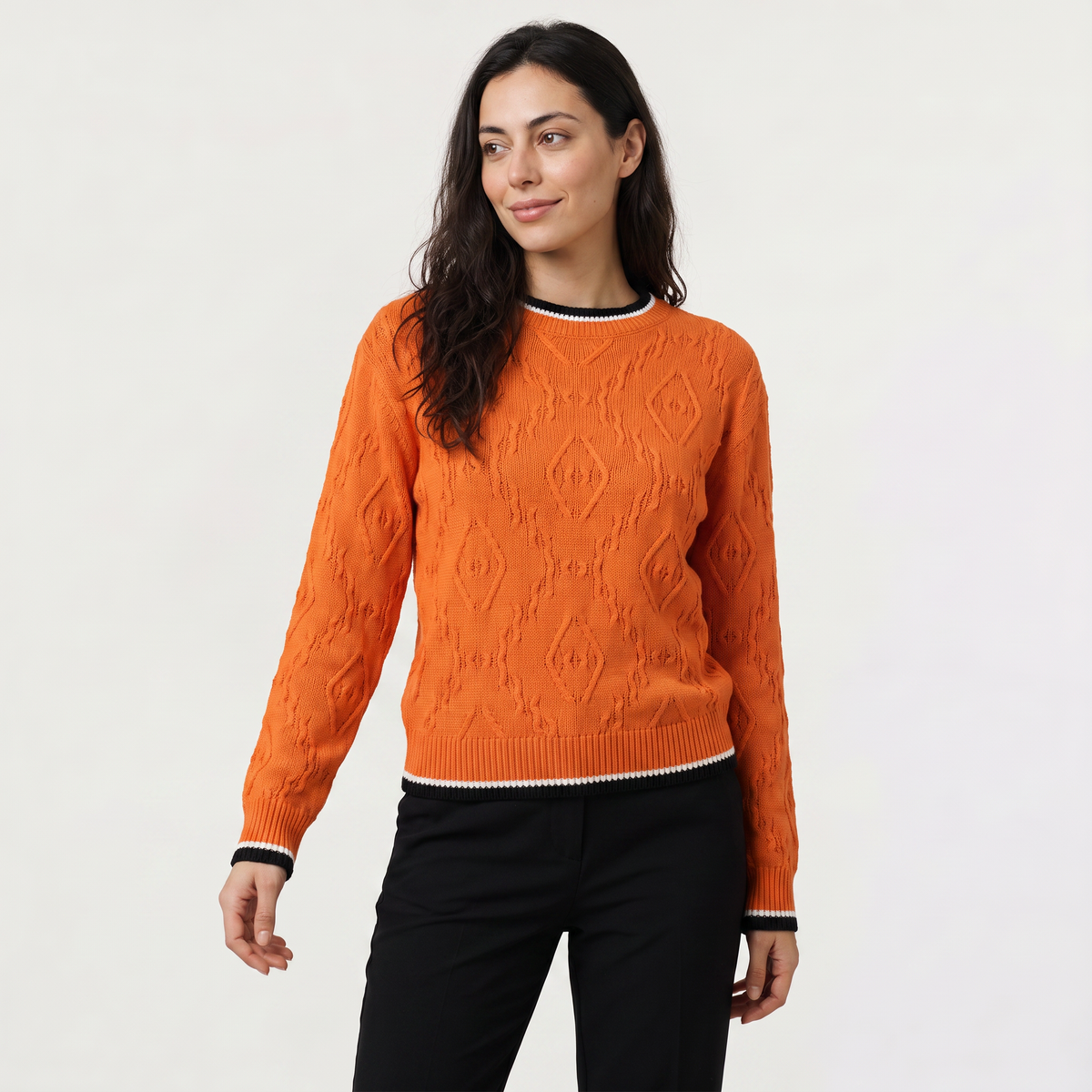 Casual Striped Contrast Knit Sweater