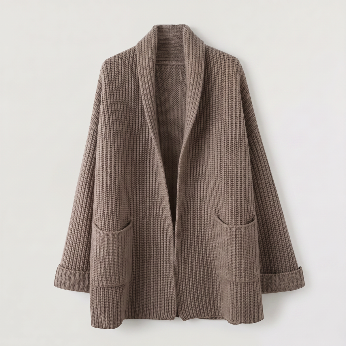 Long Open-Front Chunky Knit Cardigan