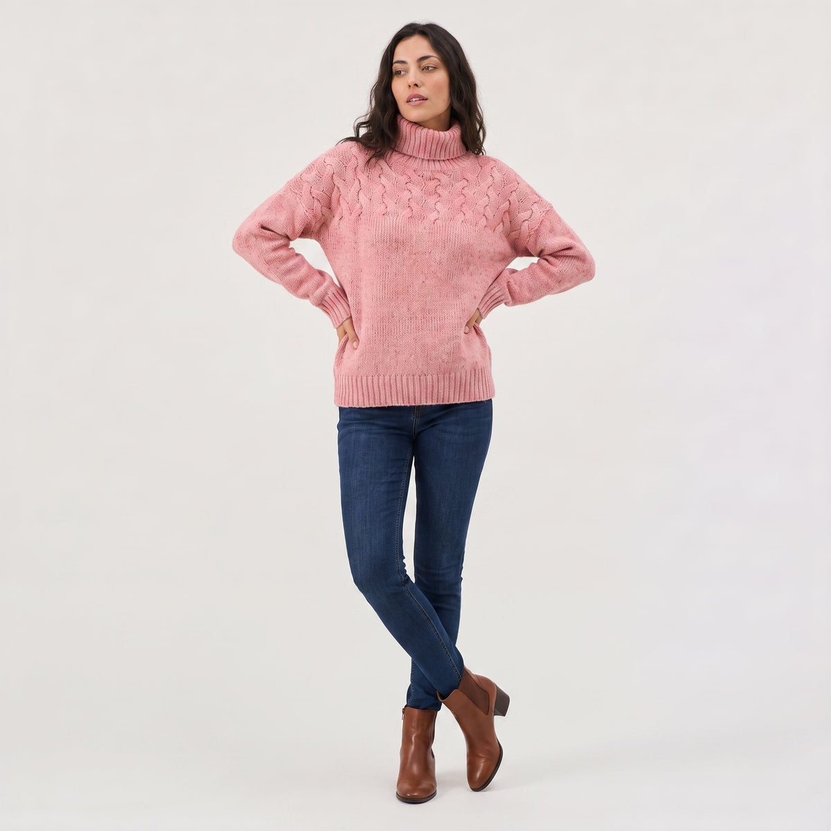 Jenna Cable Knit Turtleneck