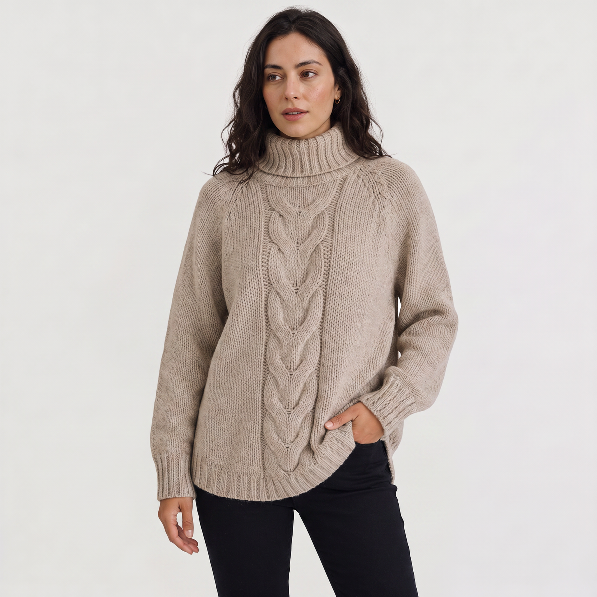 Cable Knit Turtleneck Chunky Sweater
