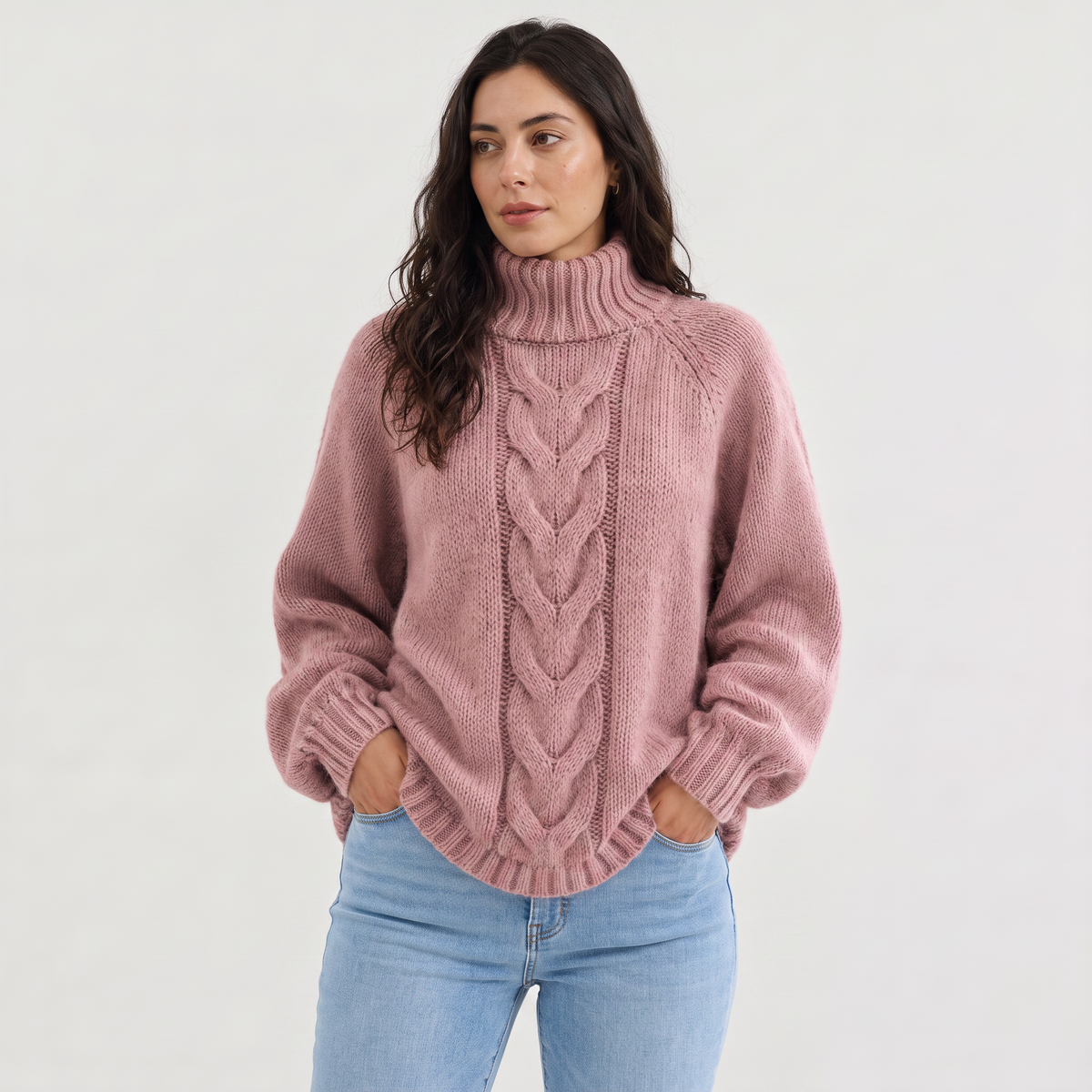 Cable Knit Turtleneck Chunky Sweater