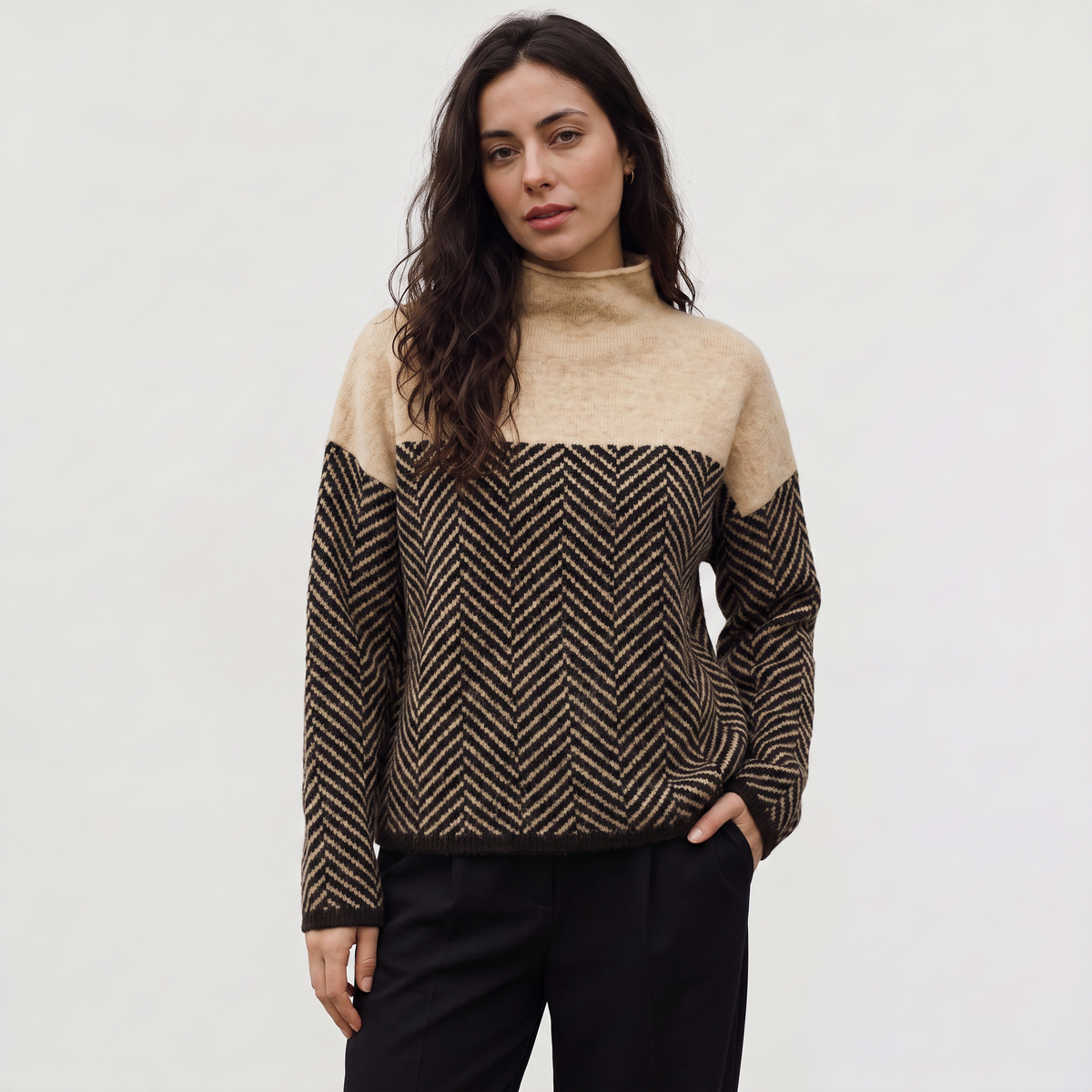 Relaxed Turtleneck Knit Sweater