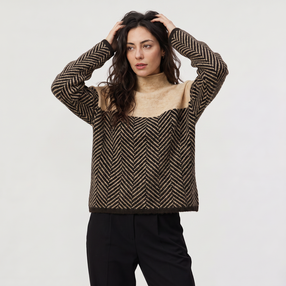 Relaxed Turtleneck Knit Sweater