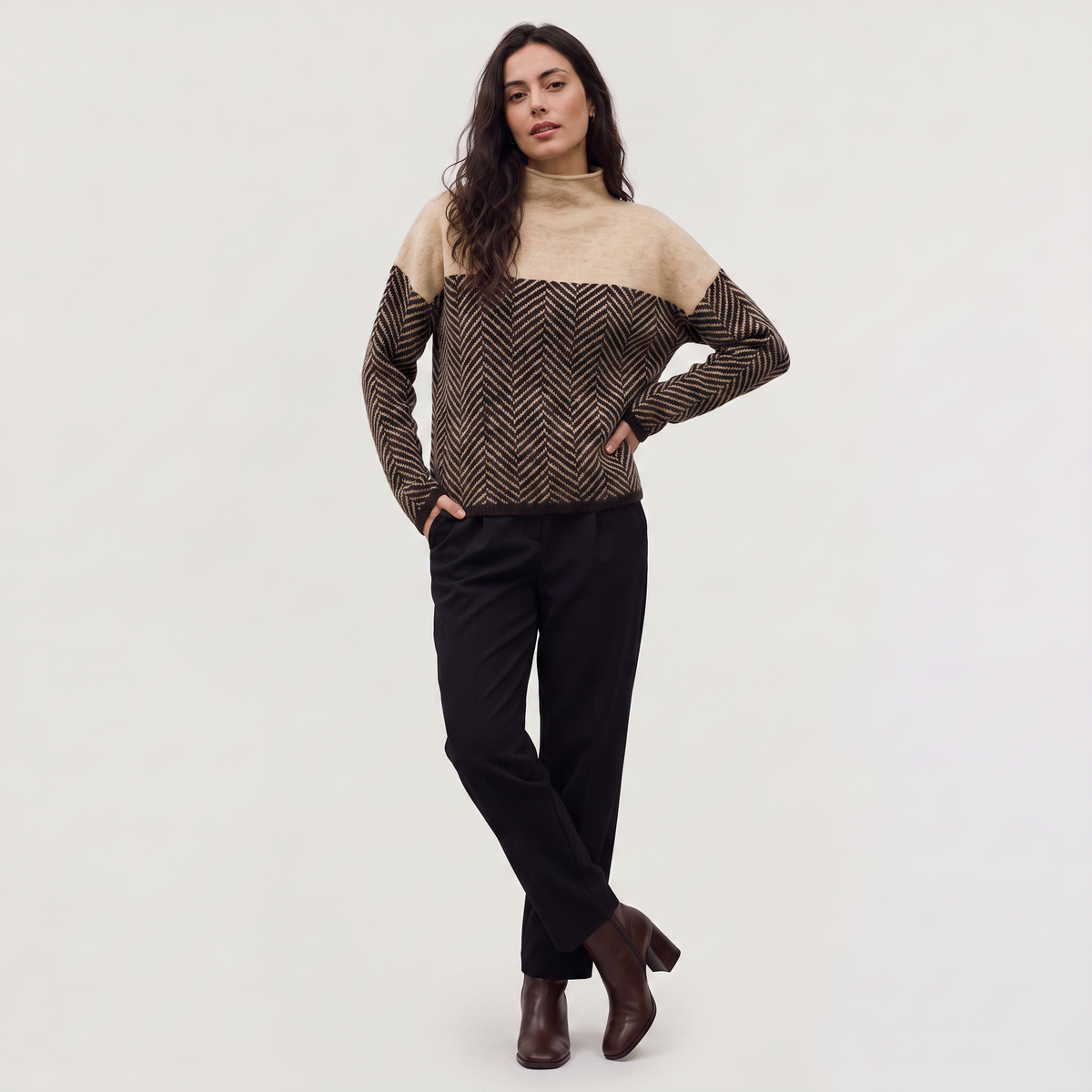 Relaxed Turtleneck Knit Sweater