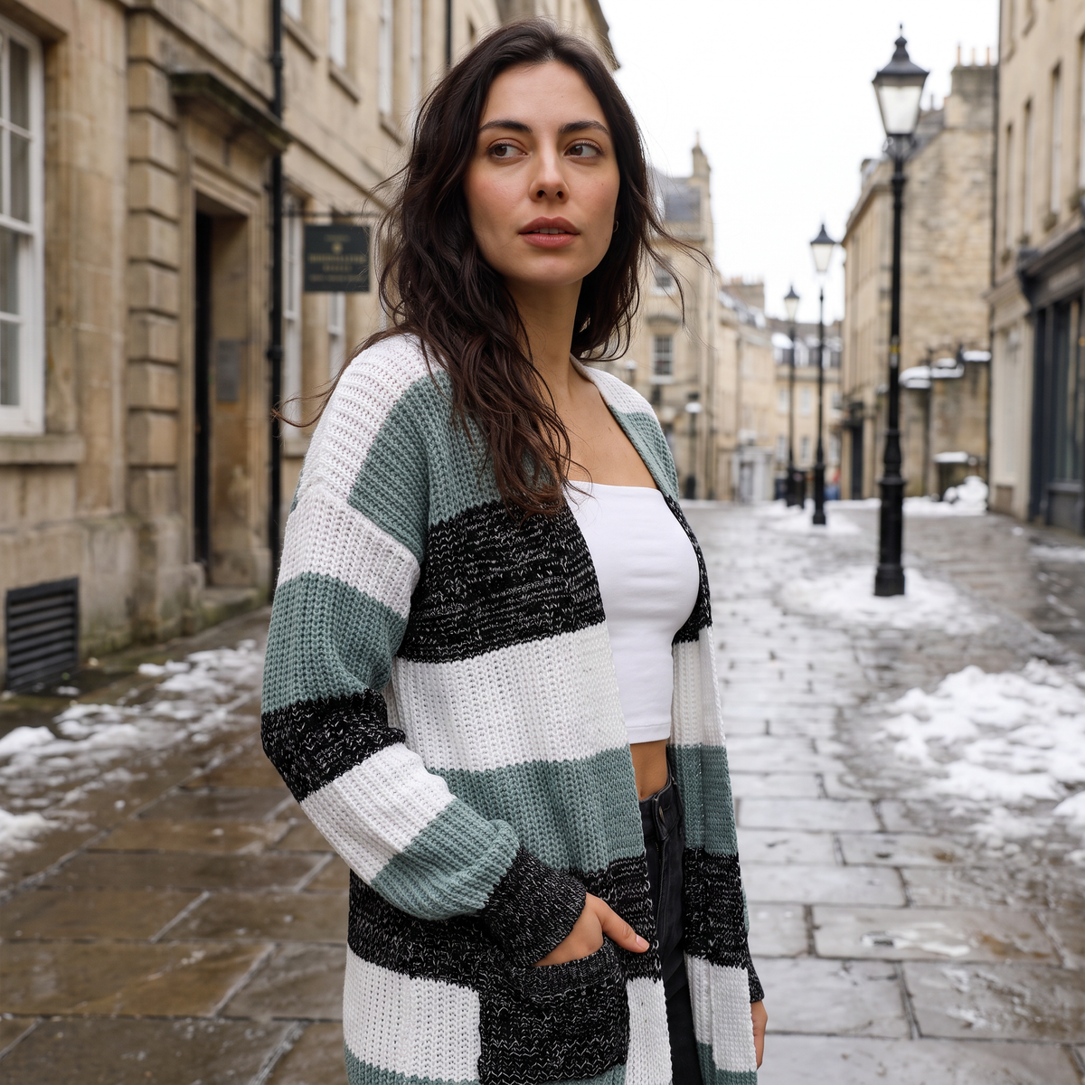 Lightweight Open-Front Knit Cardigan