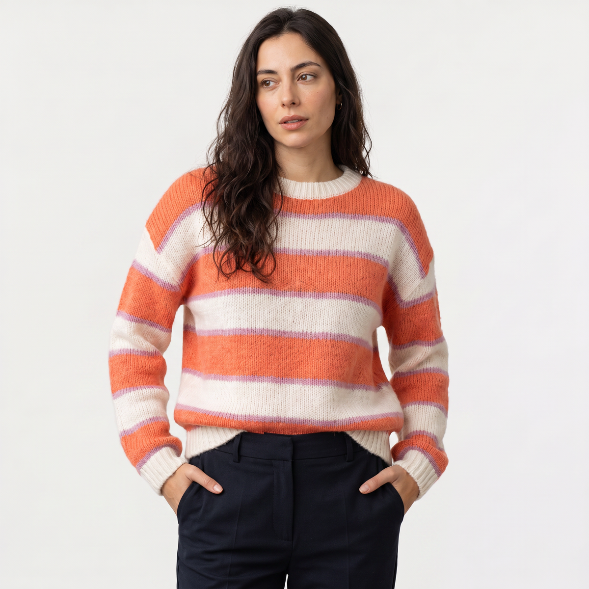 Striped Knit Casual Sweater