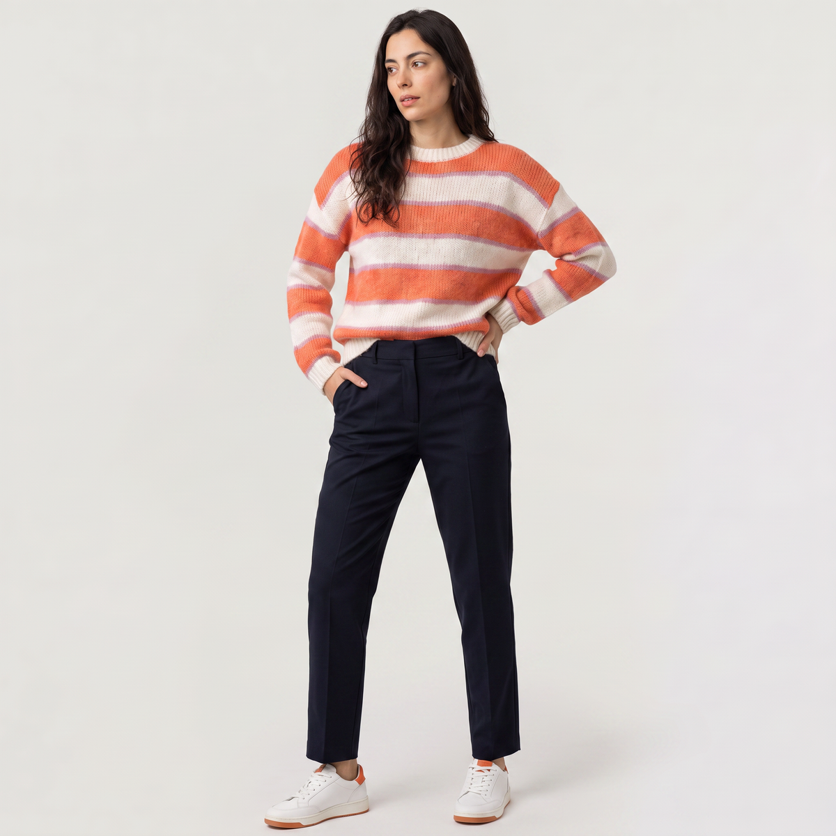 Striped Knit Casual Sweater