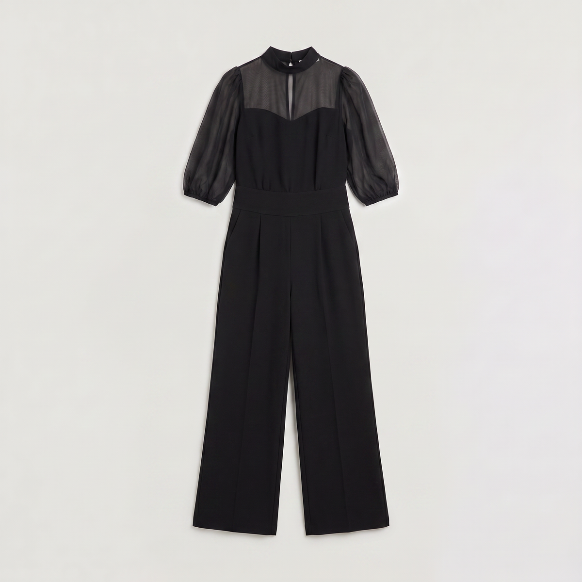 Wide-Leg Puff Sleeve Jumpsuit