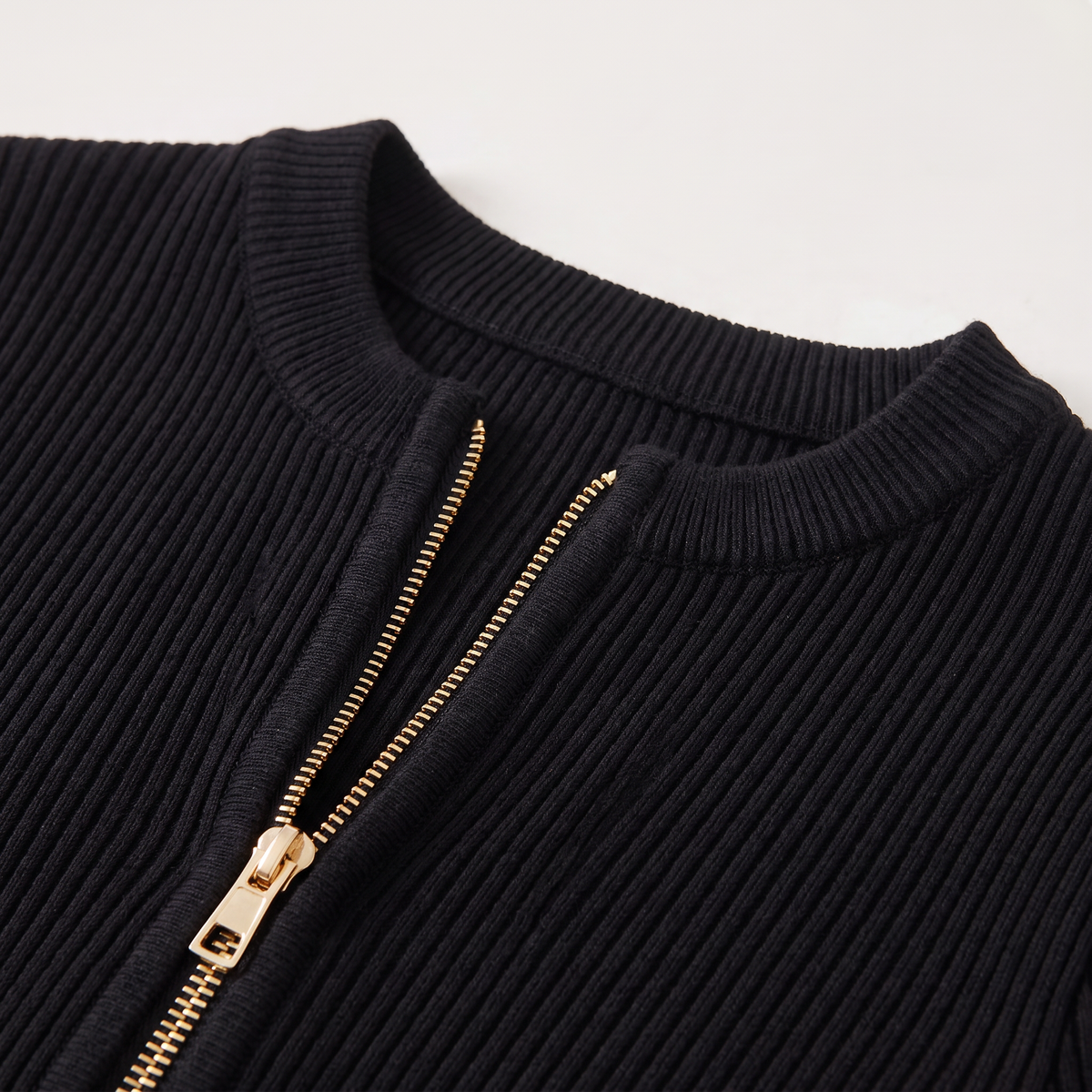 Formal Ribbed Knit Zip Midi Dress