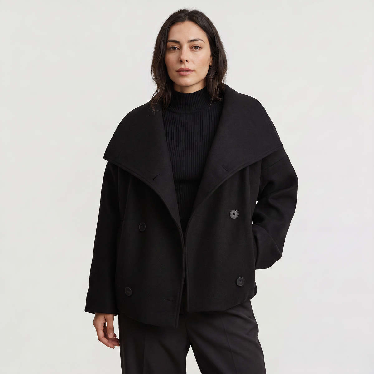 Short Double-Breasted Oversized Jacket
