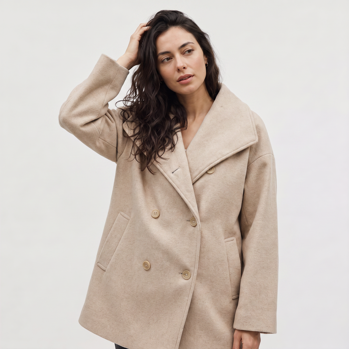 Short Double-Breasted Oversized Jacket