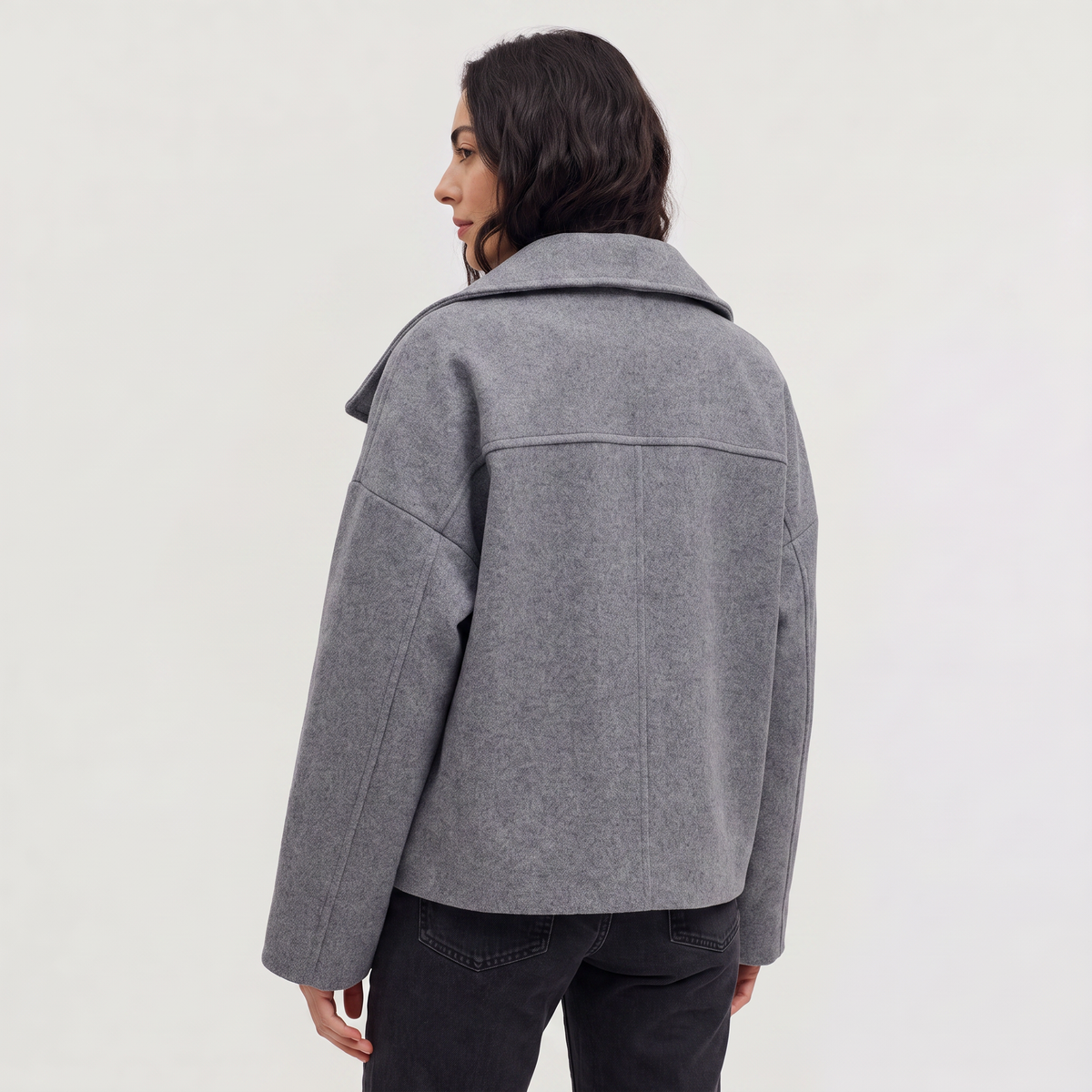 Short Double-Breasted Oversized Jacket