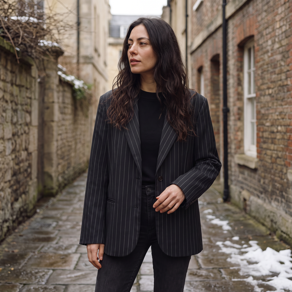 Oversized Boxy Pinstripe Blazer