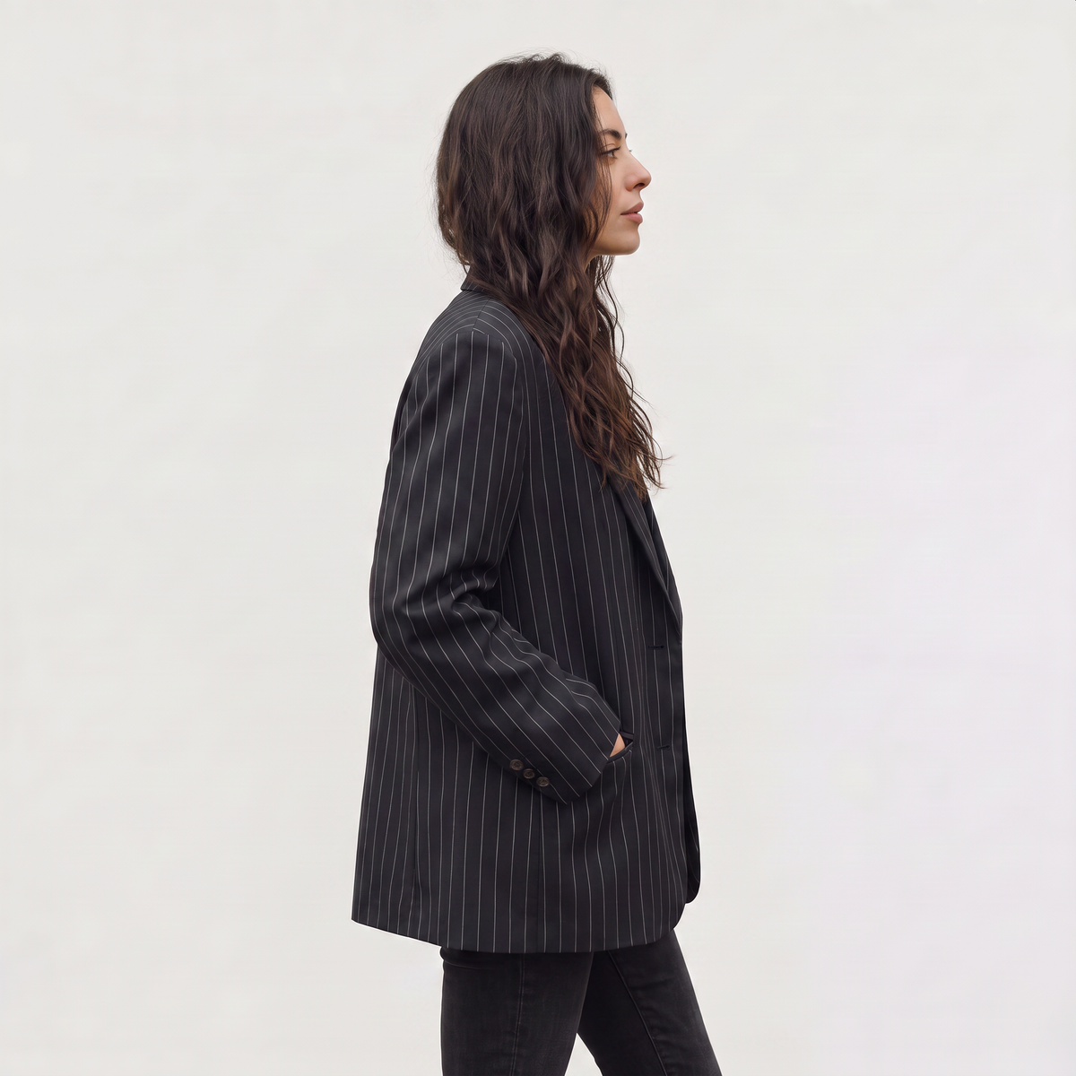Oversized Boxy Pinstripe Blazer