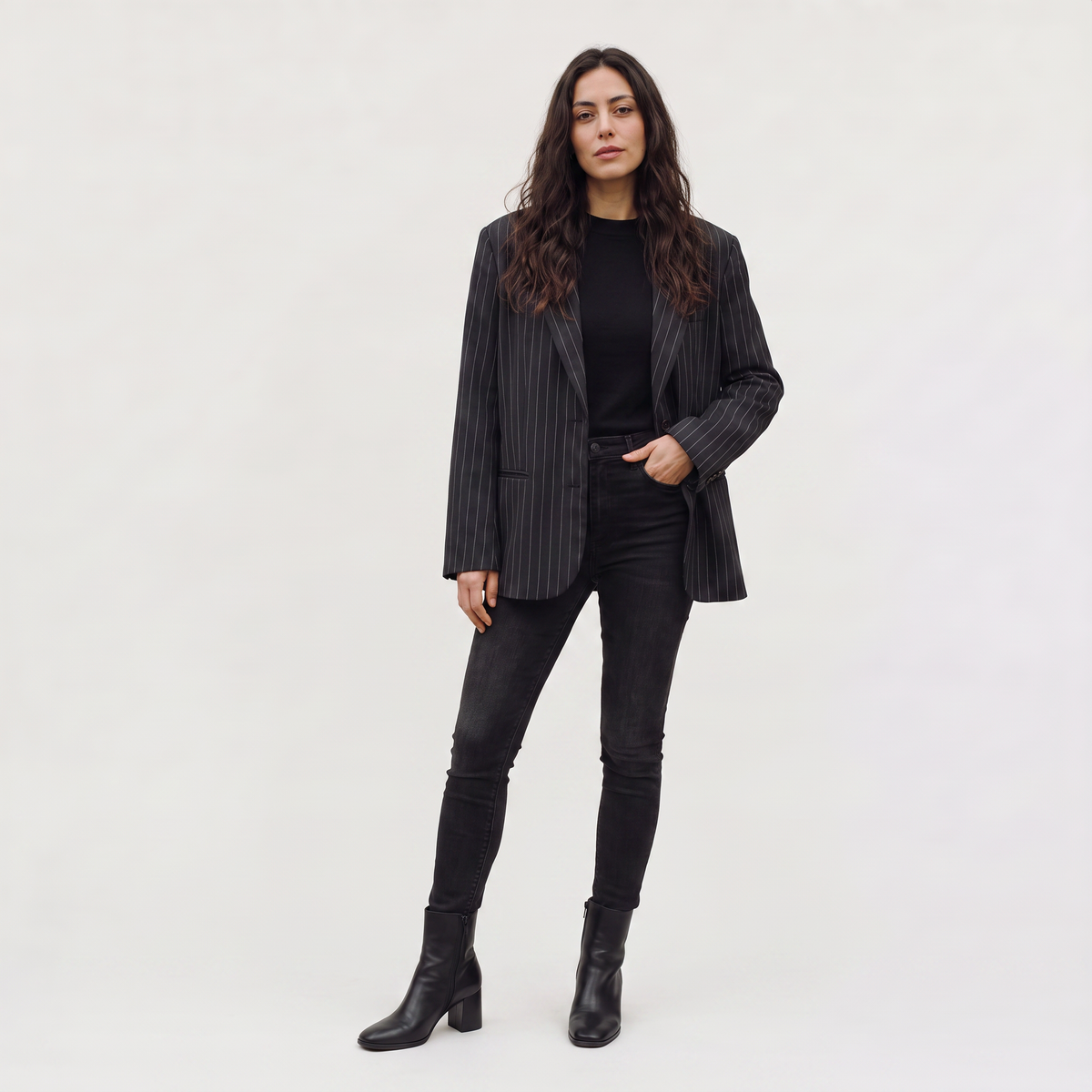 Oversized Boxy Pinstripe Blazer