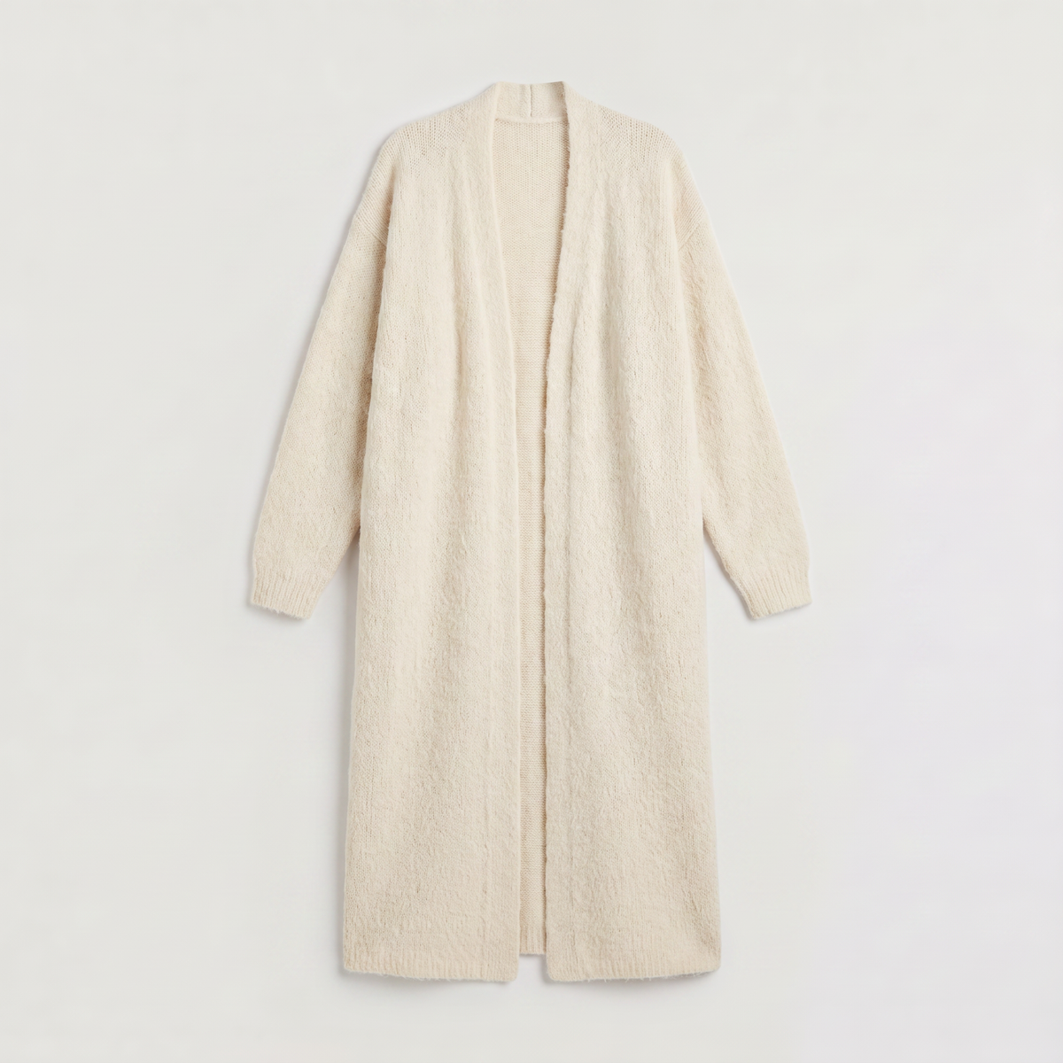 Fluffy Longline Open-Front Cardigan