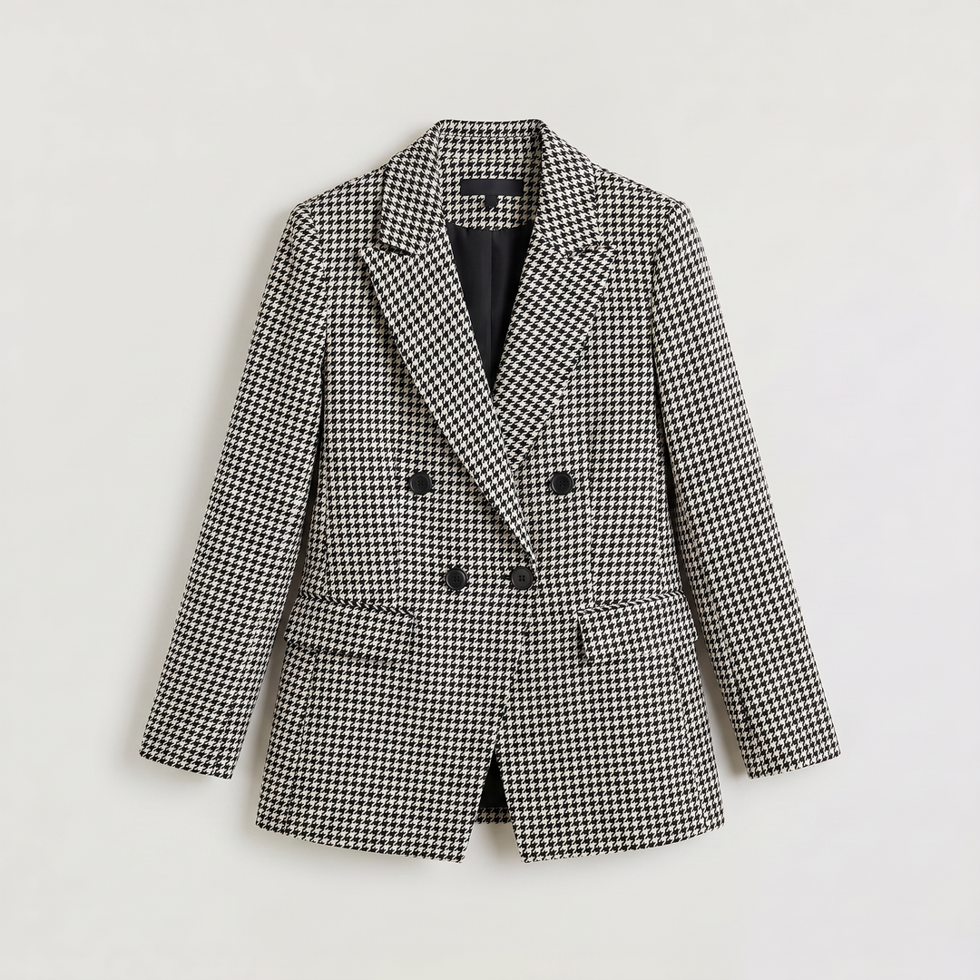 Houndstooth Double-Breasted Blazer