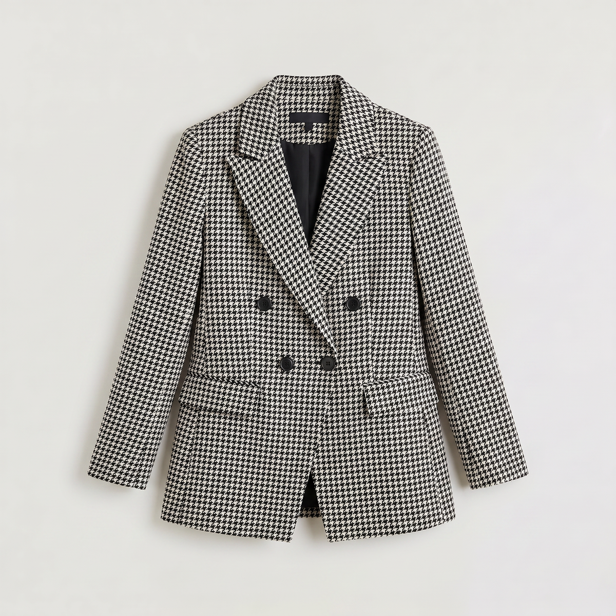 Houndstooth Double-Breasted Blazer