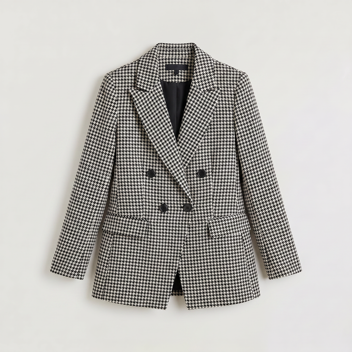 Houndstooth Double-Breasted Blazer
