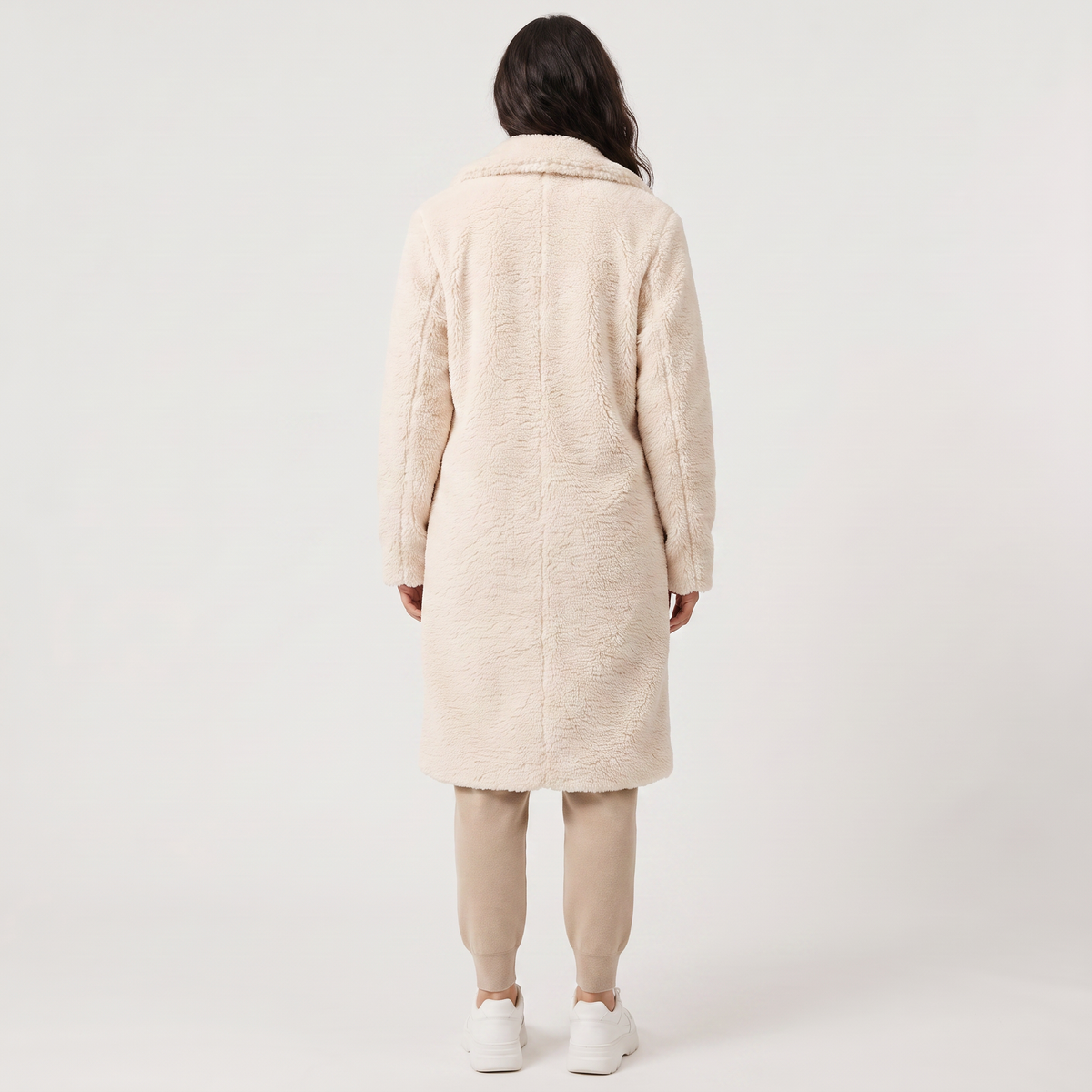 Longline Teddy Coat with Notched Collar