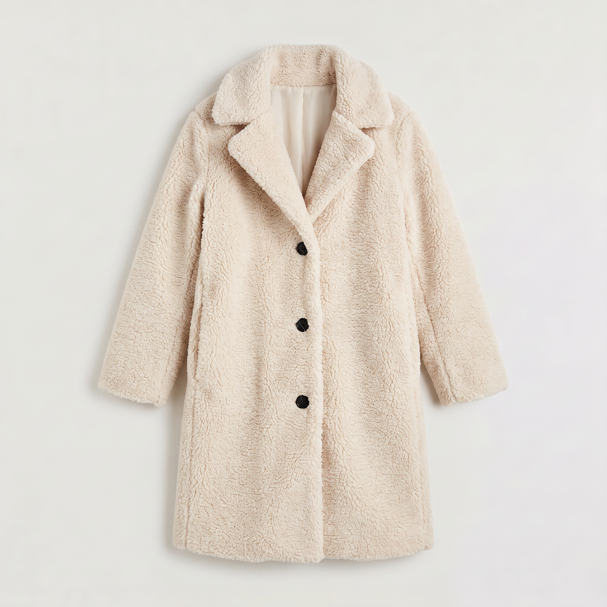 Longline Teddy Coat with Notched Collar
