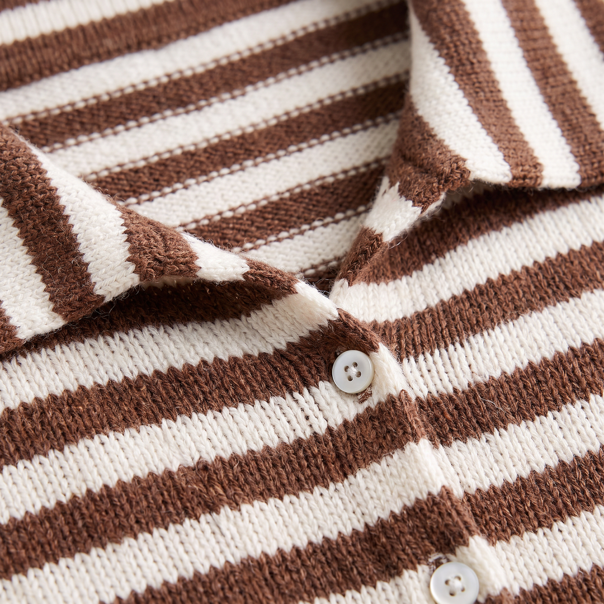 Striped Collared Knit Cardigan - Button Front