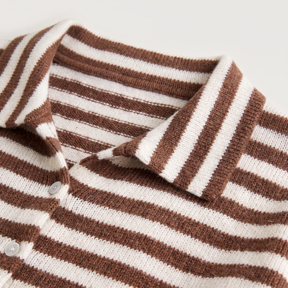 Striped Collared Knit Cardigan - Button Front