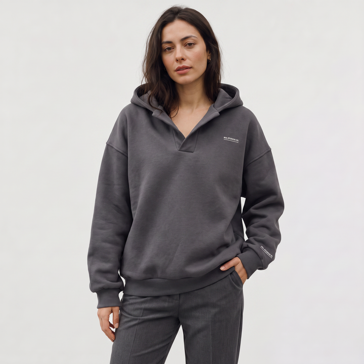 Oversized V-Neck Sweater Hoodie
