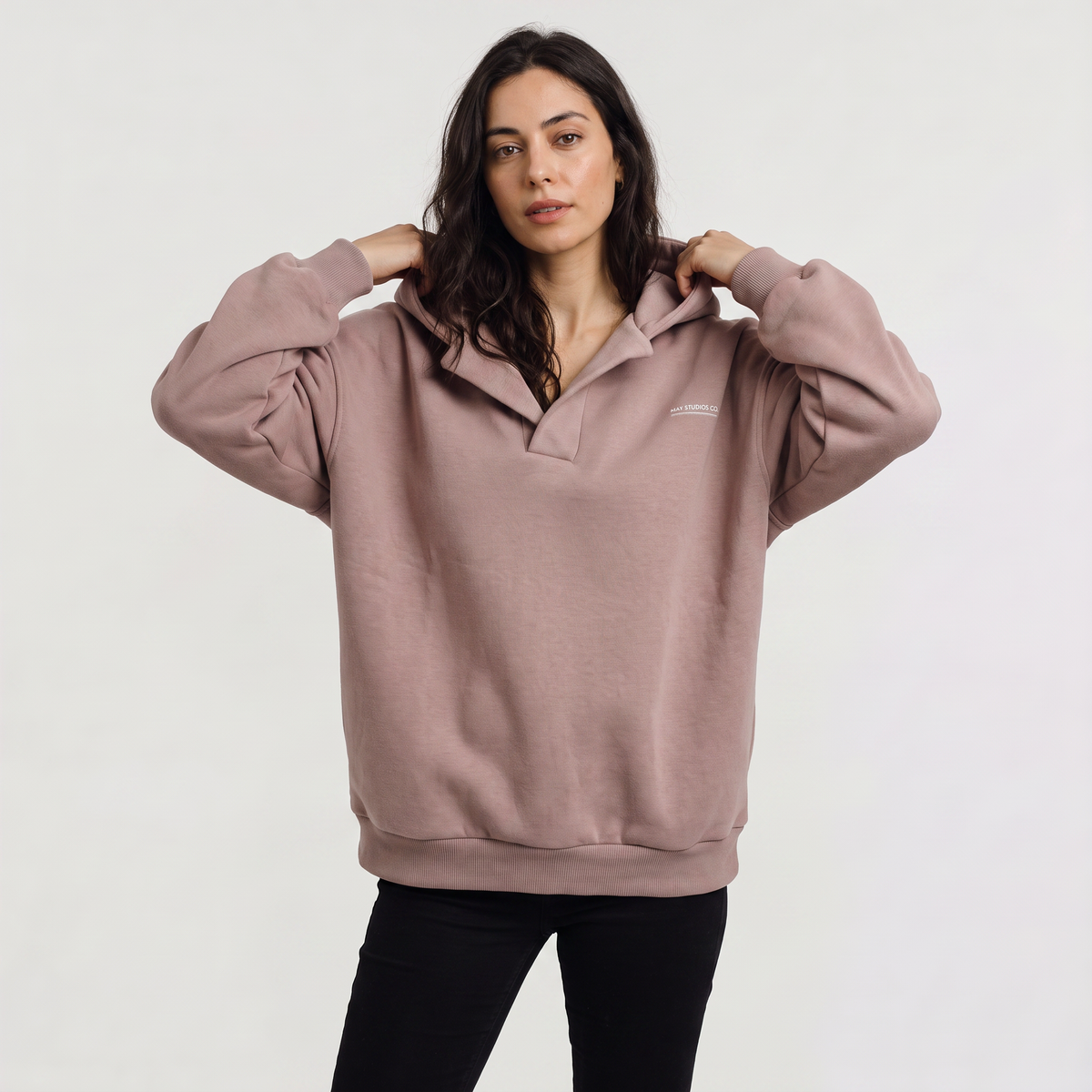 Oversized V-Neck Sweater Hoodie