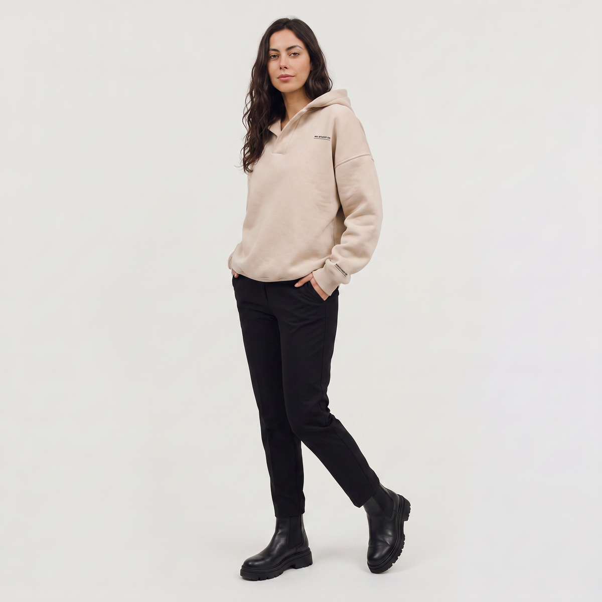 Oversized V-Neck Sweater Hoodie
