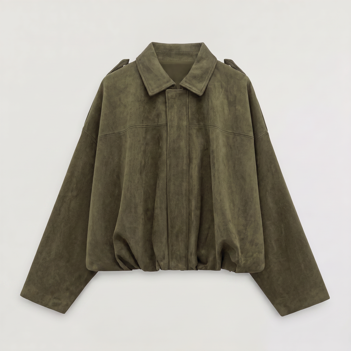 Faux Suede Collared Bomber Jacket
