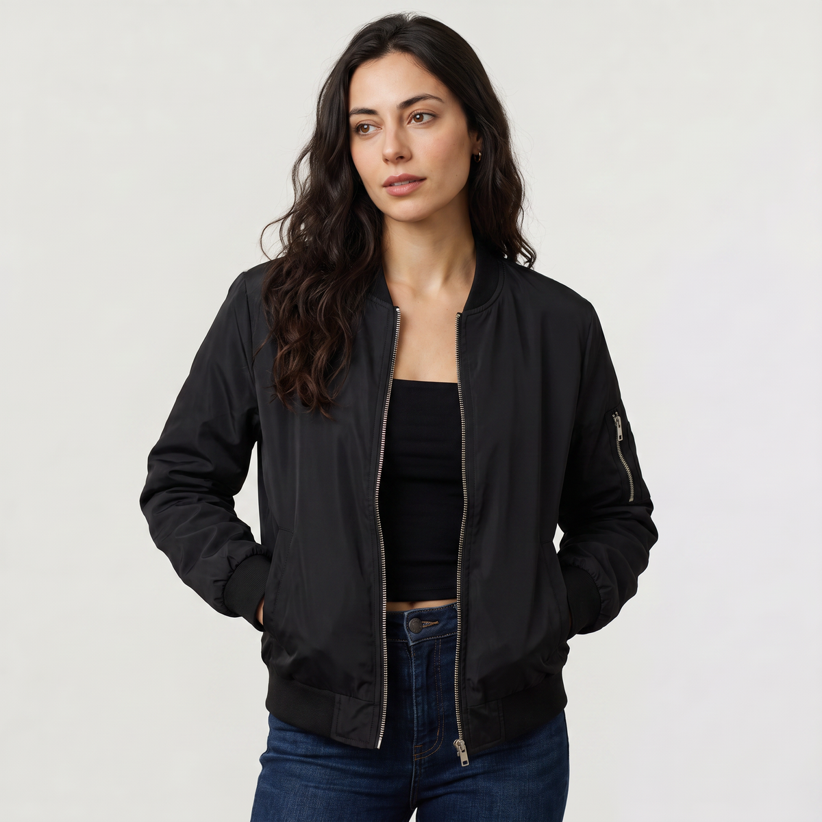 Contrast Trim Bomber Jacket