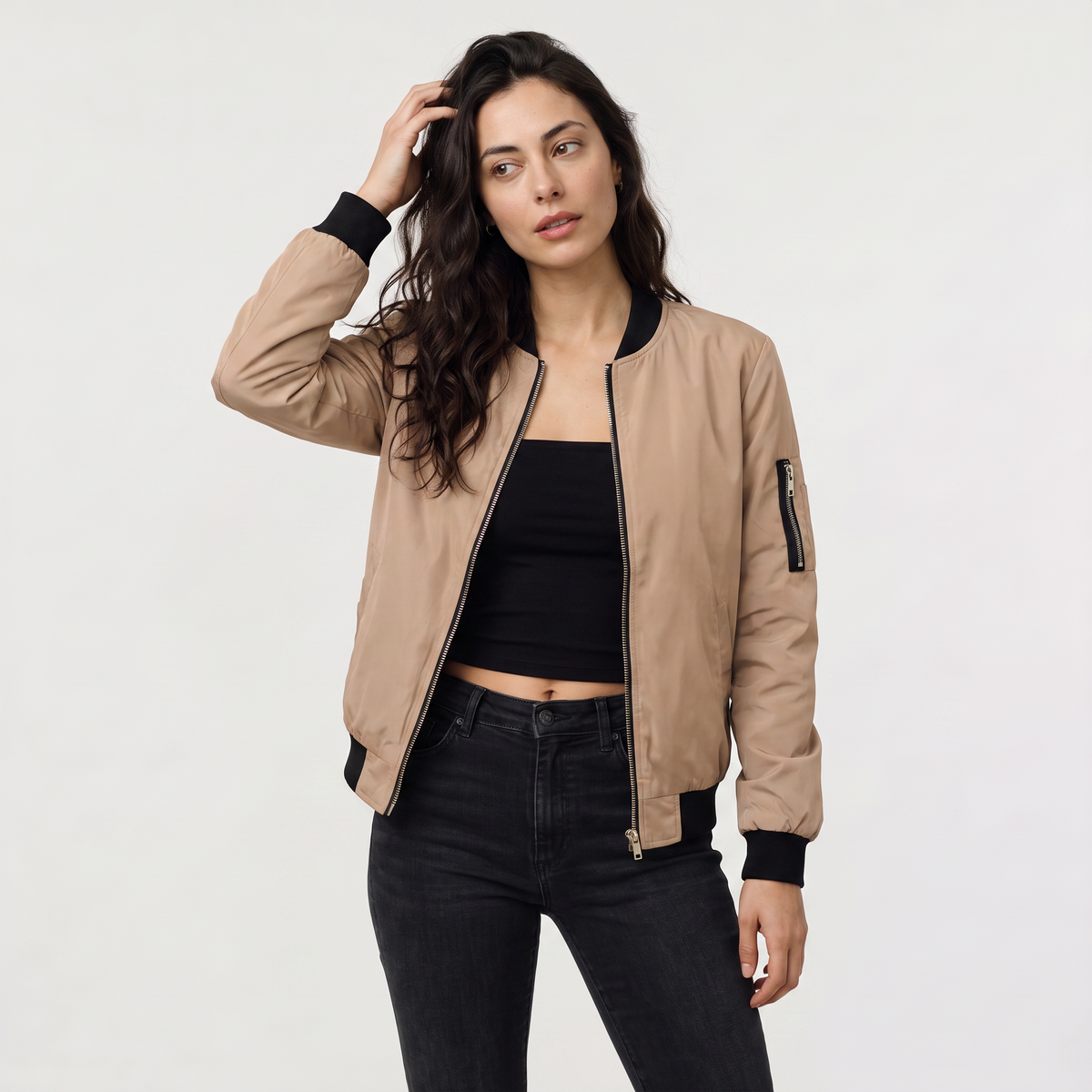 Contrast Trim Bomber Jacket